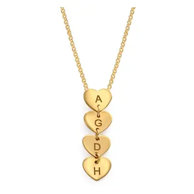 Vertical Initial Hearts Stackable Necklace in 18ct Gold Plating