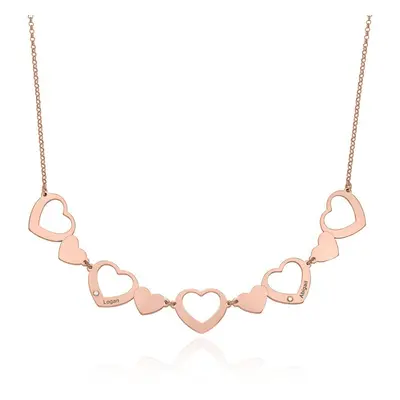 Multi-Heart Diamond Necklace in 18ct Rose Gold Plating