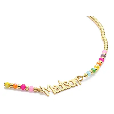 Chicago Rainbow Beaded Name Necklace in 18ct Gold Plated Brass