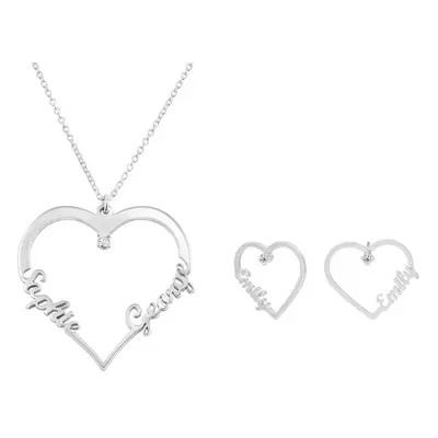 The Contour Necklace & Earrings Set with Diamonds in Sterling Silver