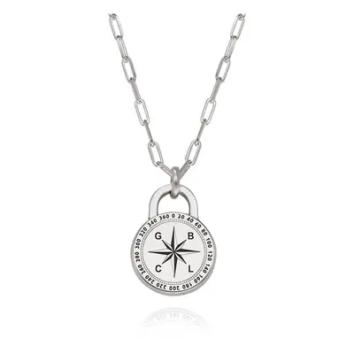 Men's Initial Compass Necklace in Sterling Silver