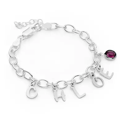 Letter Charm Bracelet for Girls in Sterling Silver