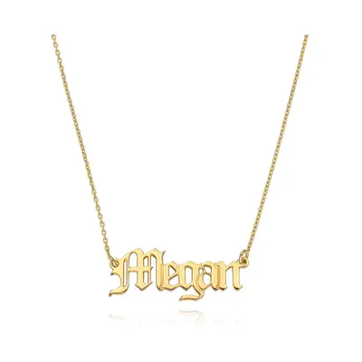 Double Thickness Old English Style Gothic Name Necklace in 18ct Gold Plating