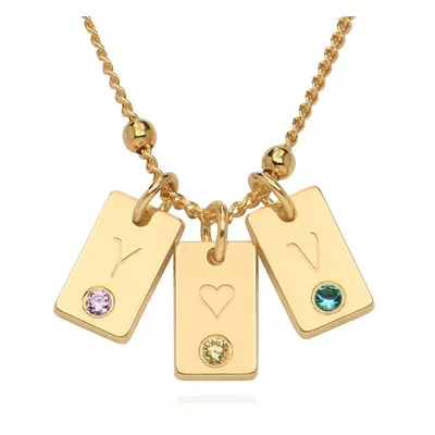 Initial Birthstone Tag Necklace in 18ct Gold Vermeil