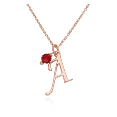 Initial Necklace with Birthstone in 18ct Rose Gold Plating