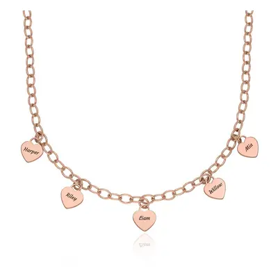 Heart Name Charms Necklace in 18ct Rose Gold Plating