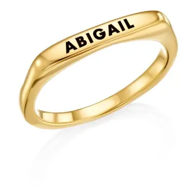 Stackable Rectangular Name Ring in Gold Vermeil