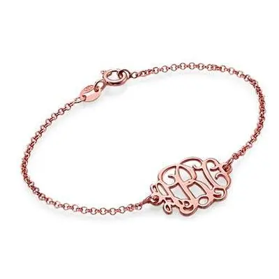 18ct Rose Gold Plated Silver Monogram Bracelet