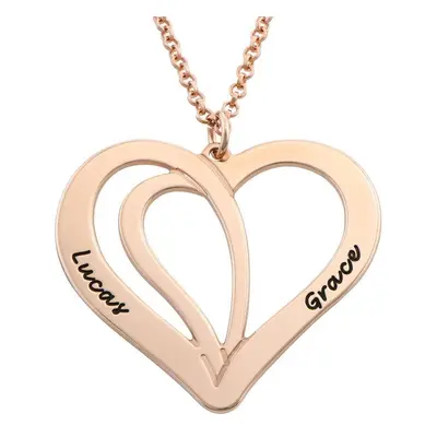 Engraved Couple Necklace in Rose Gold Plating