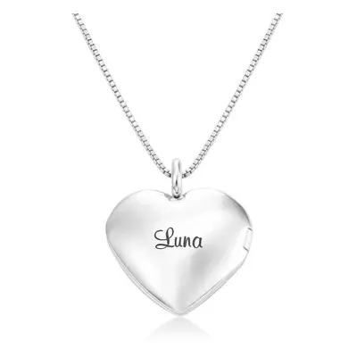 Heart Pendant Necklace with Engraving in Sterling Silver