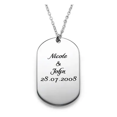 Custom Script Dog Tag Necklace in Sterling Silver