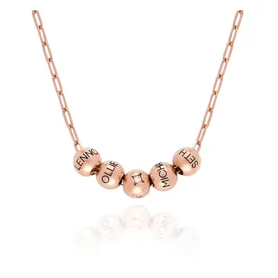 The Balance Bead Necklace with 0.08ct Diamond Bead in 18ct Rose Gold Plating