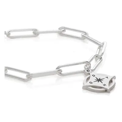 Kaia Initial Compass Bracelet in Sterling Silver