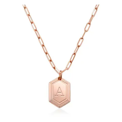 Cupola Link Chain Initial Necklace in 18ct Rose Gold Plating