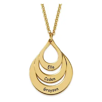 Engraved Three Drops Family Necklace in 18ct Gold Plating