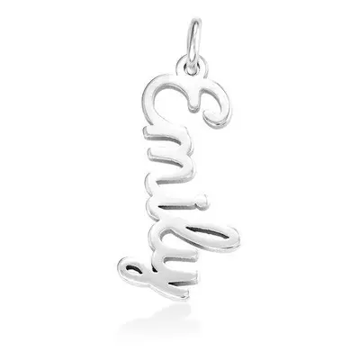 Vertical Name Pendant in Cursive in Sterling Silver