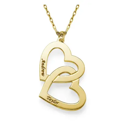 Heart in Heart Engraved Necklace in 10ct Solid Yellow Gold