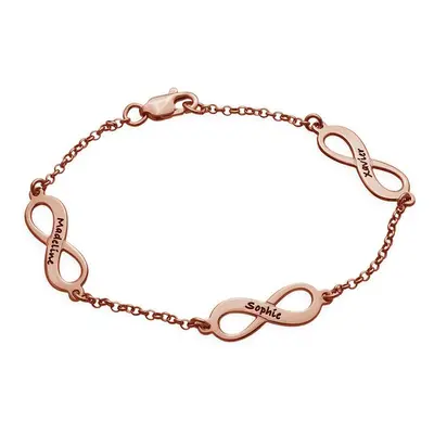 Multiple Infinity Bracelet in 18ct Rose Gold Plating