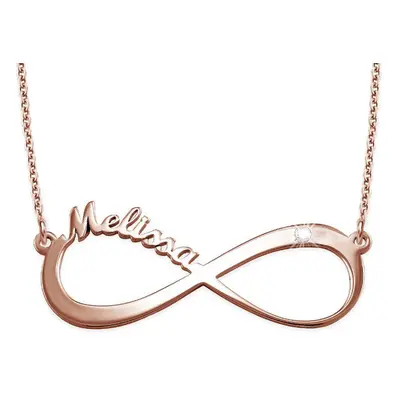 Infinity Name Necklace with Diamond in 18ct Rose Gold Plating