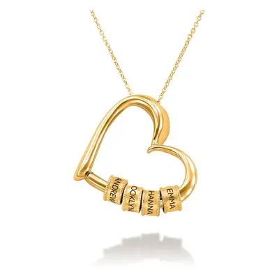 Charming Heart Necklace with Engraved Beads in 18ct Gold Plating