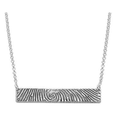 Fingerprint Bar Necklace with Back Engraving in Sterling Silver