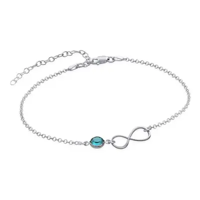 Infinity Birthstone Anklet in Sterling Silver