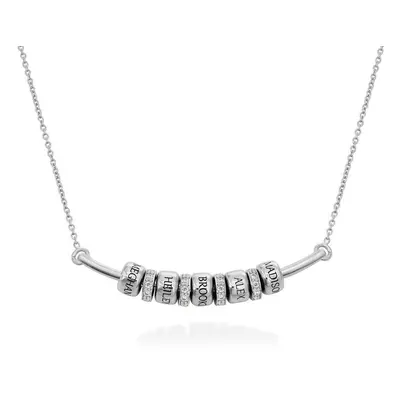 Smile Bar Necklace with Custom Beads in Sterling Silver