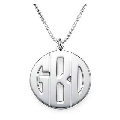 Personalised Silver Print Monogram Necklace