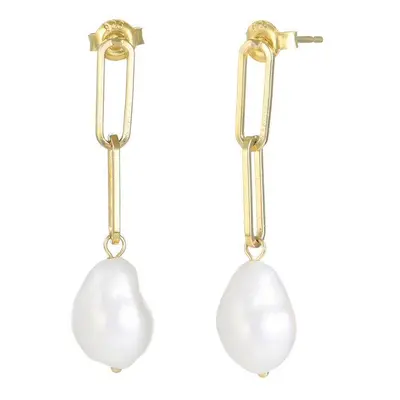 Baroque Pearl Link Earrings in 18ct Gold Plating