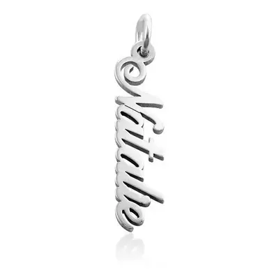 Vertical Name Pendant in Sterling Silver