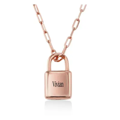 Allie Padlock Initials Link Necklace in 18ct Rose Gold Plating