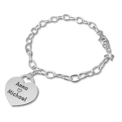 Personalised Heart Charm Bracelet in Sterling Silver