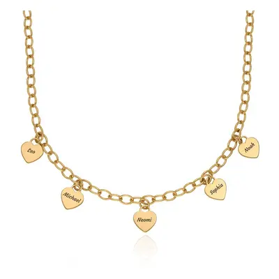 Heart Name Charms Necklace in 18ct Gold Plating