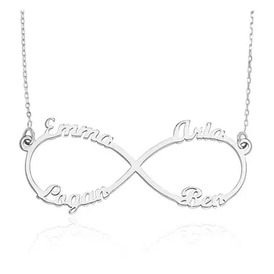 Infinity 4 Names Necklace in 10ct Solid White Gold