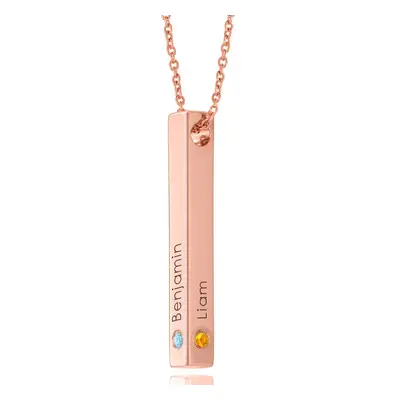 Totem 3D Bar Necklace with Birthstones in 18ct Rose Gold Vermeil