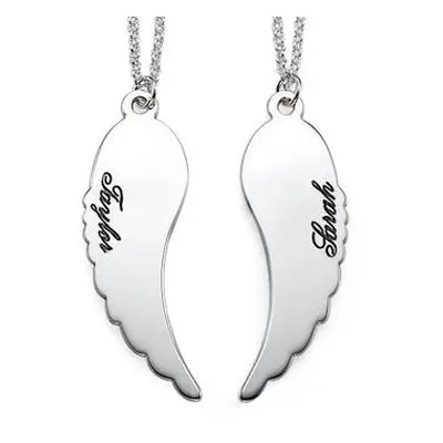 Set of Two Sterling Silver Angel Wings Necklace