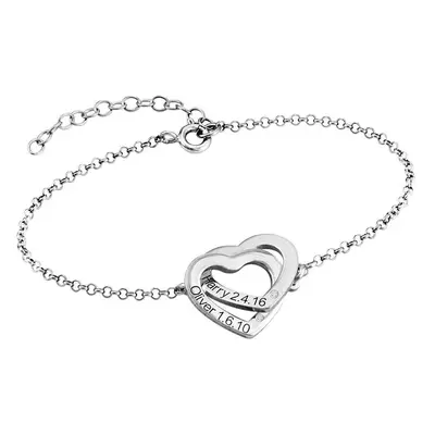 Claire Interlocking Hearts Bracelet with Diamonds in Sterling Silver