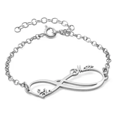 Infinity 2 Names Bracelet in 14ct Solid White Gold