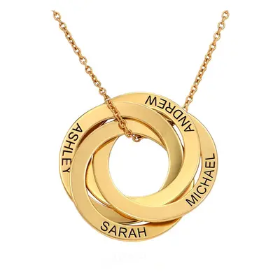 Russian Ring Necklace with 4 Rings in 18ct Gold Vermeil