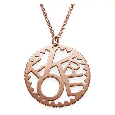 Multi Initials Circle Necklace in Rose Gold Plating