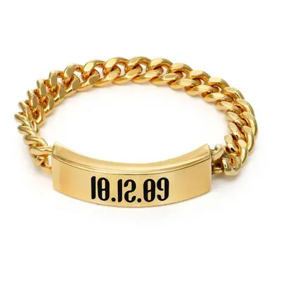 Engraved Name Link Ring in Gold Vermeil