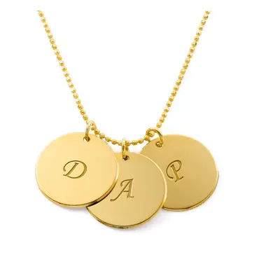 Mother Necklace with Personalised Initial Discs in 18ct Gold Vermeil