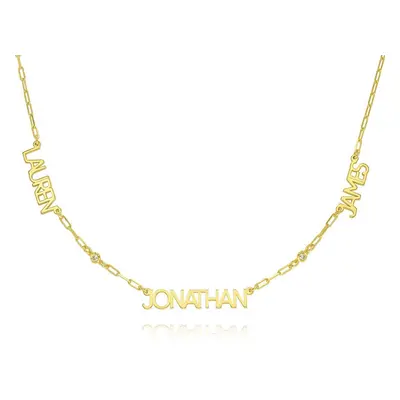 Modern Multi Name Necklace with Diamonds in 18ct Gold Vermeil