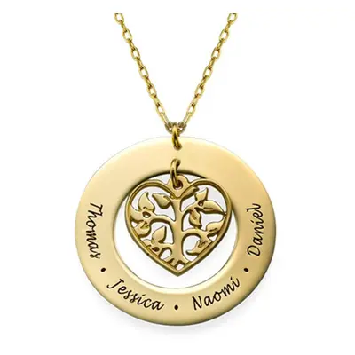 Heart Family Tree Necklace with Engravings in 10ct Solid Gold