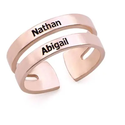 Two Name Ring in 18ct Rose Gold Plating