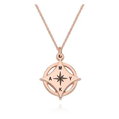 Kaia Initial Compass Necklace in 18ct Rose Gold Plating