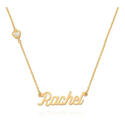 Twirl Script Name Necklace with Heart Diamond in 18ct Gold Vermeil