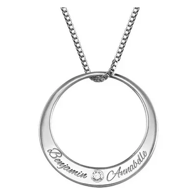 Circle Sterling Silver Diamond Necklace