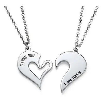 Silver Couples Breakable Heart Necklace