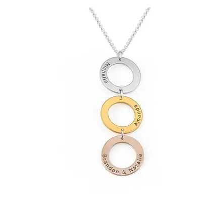 Personalised Vertical Hanging 3 Circles Necklace in Tri-colour